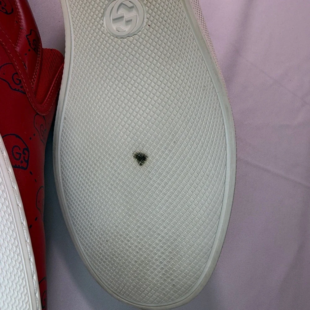 Gucci Ghost Ace Mens Red Leather GG Skull authenticity guarantee sneakers 407362